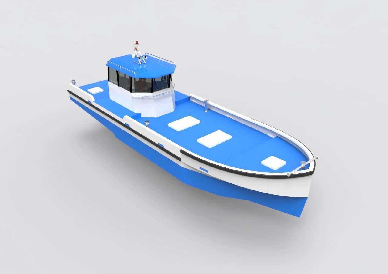 Visual desain kapal ikan 5 GT dari katalog Juragan Kapal